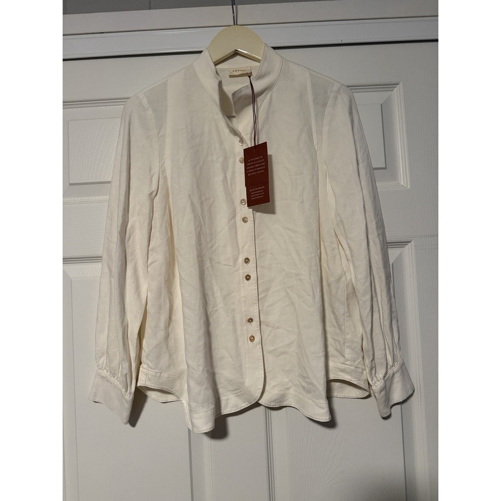 Poetry Ecru Top FUNNEL NECK BLOUSE LENZING ECOVERO Lagenlook Linen Coastal